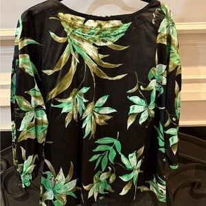 Ralph Lauren Black and Green Floral Blouse